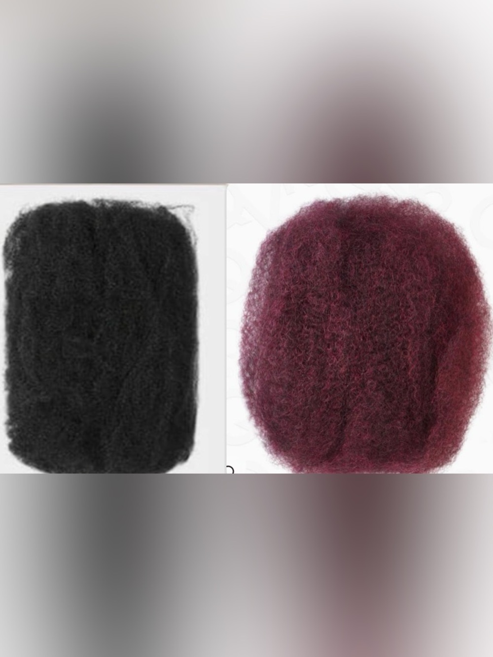 Afro Kinky Bulk Human Hair 14’, 4pks black, 1pk burgundy/black mix